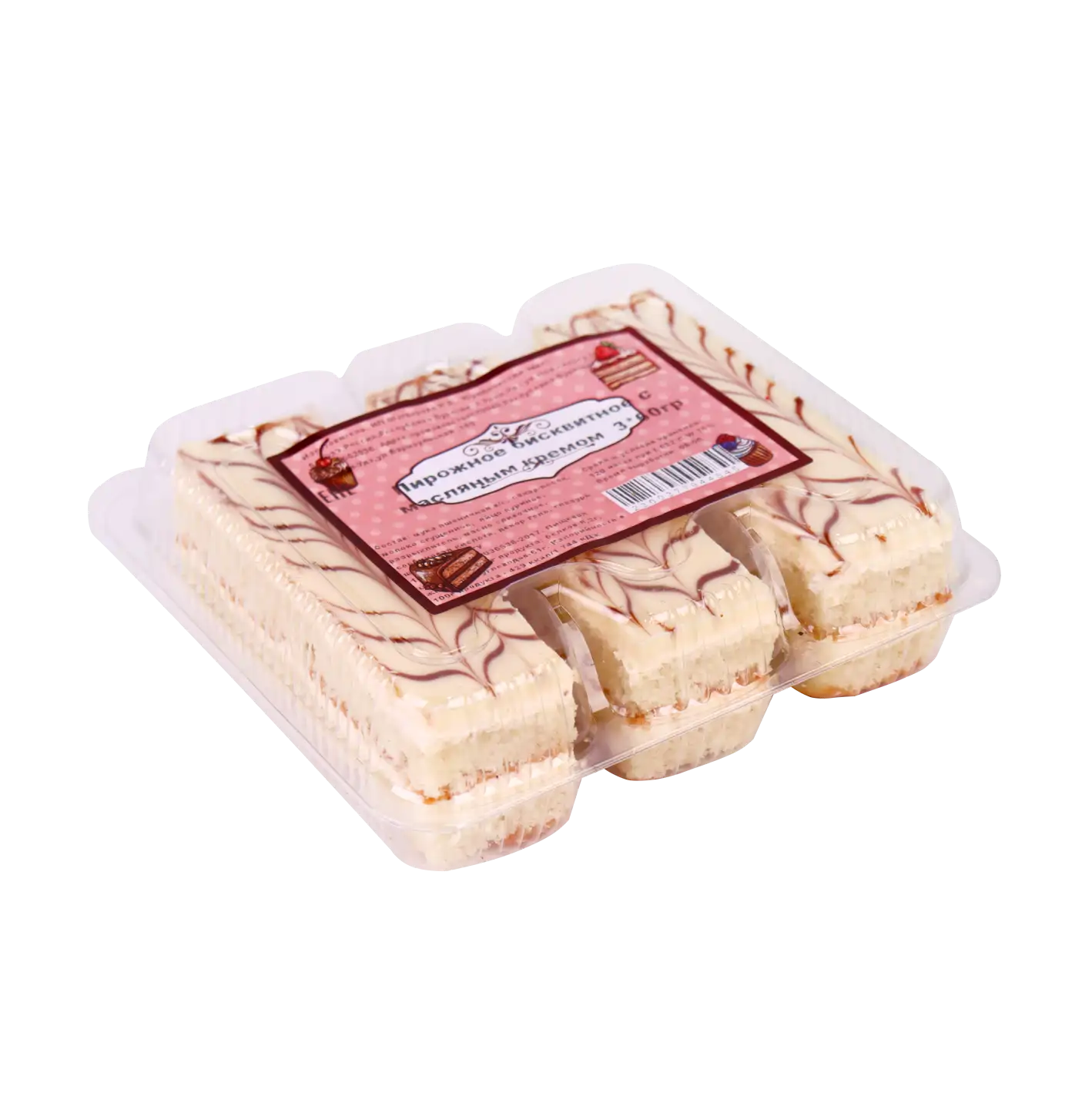 Пирожное DOLCE PERFETTO бисквитное с масляным кремом 3*60гр Собств произв-во